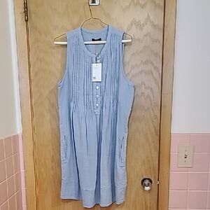 Quince Light Blue Sleeveless Midi Dress